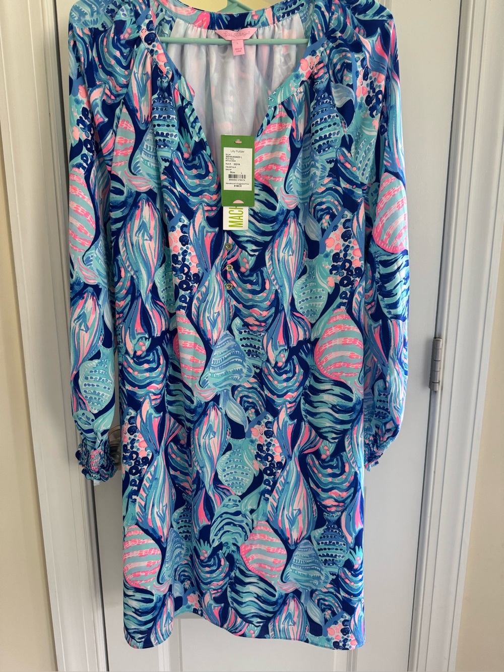Lilly Pulitzer Brynle Tunic Dress in Twilight Blue Scale Up Fish Print